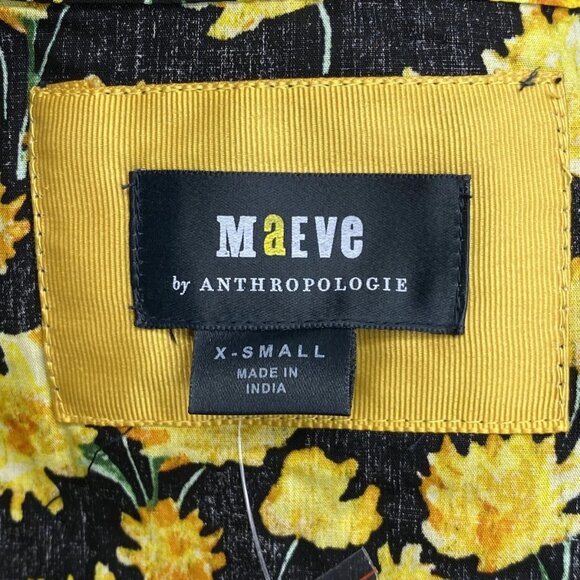 NEW MAEVE Women's Collared Poplin Swing Mini Dress Black/Yellow Size XS - Picture 6 of 11